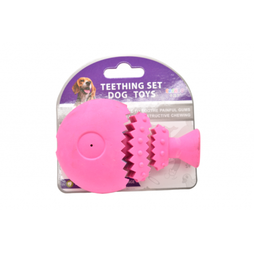 Juguete de goma con chifle para mascota 12x9cm. Rosado