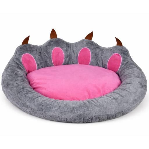 Cama para mascotas rosa y gris
